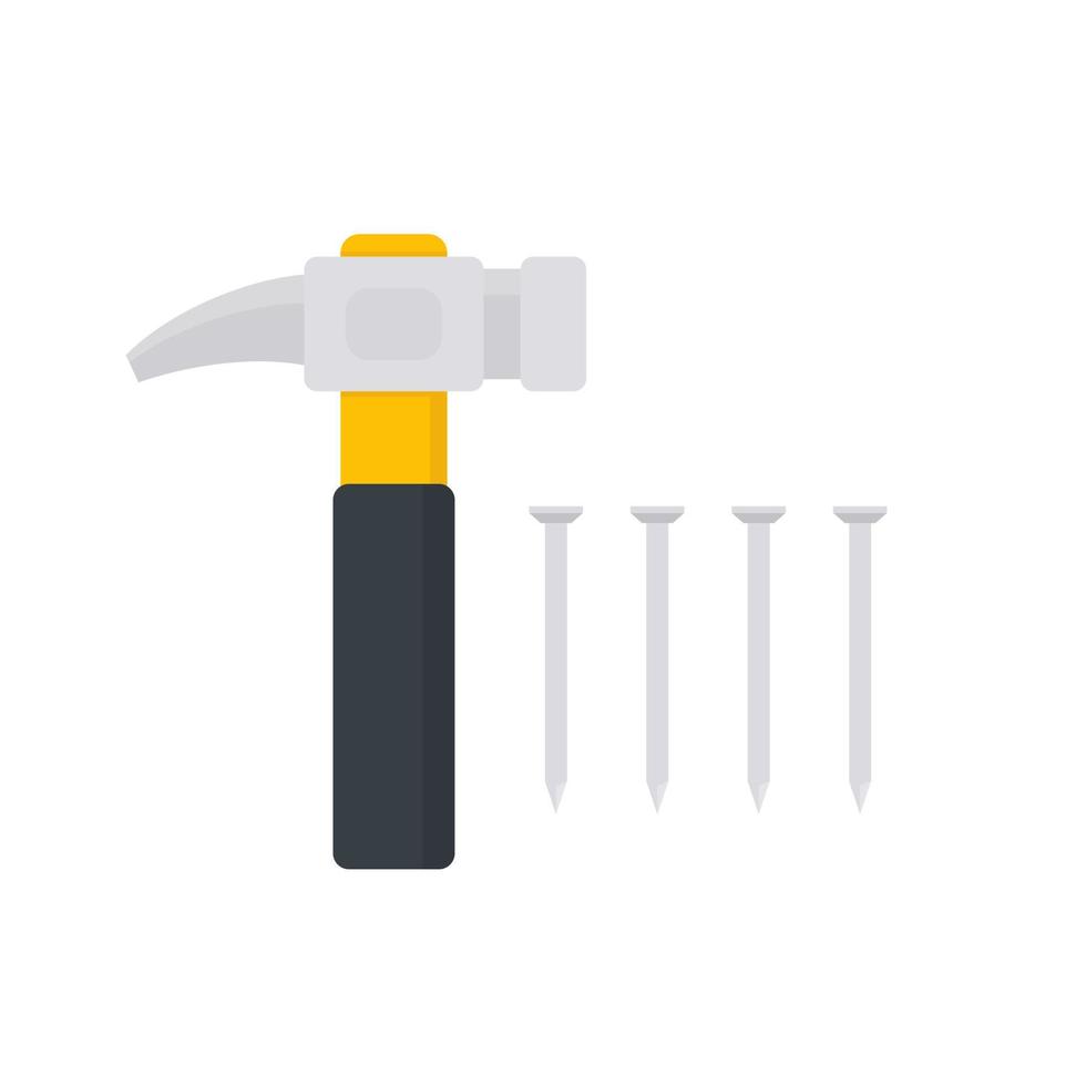 hammer and nails in flat style vector