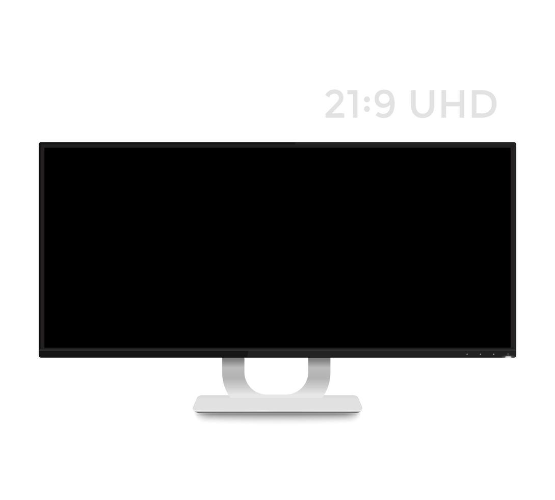 maqueta de monitor en pantalla blanca y realista con pantalla ultraancha vector