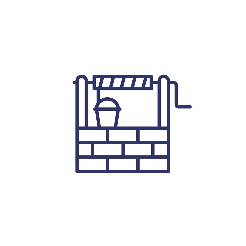 water well line icon on white vector