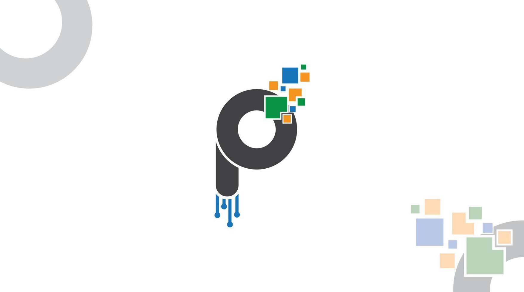 P pixel logo vector