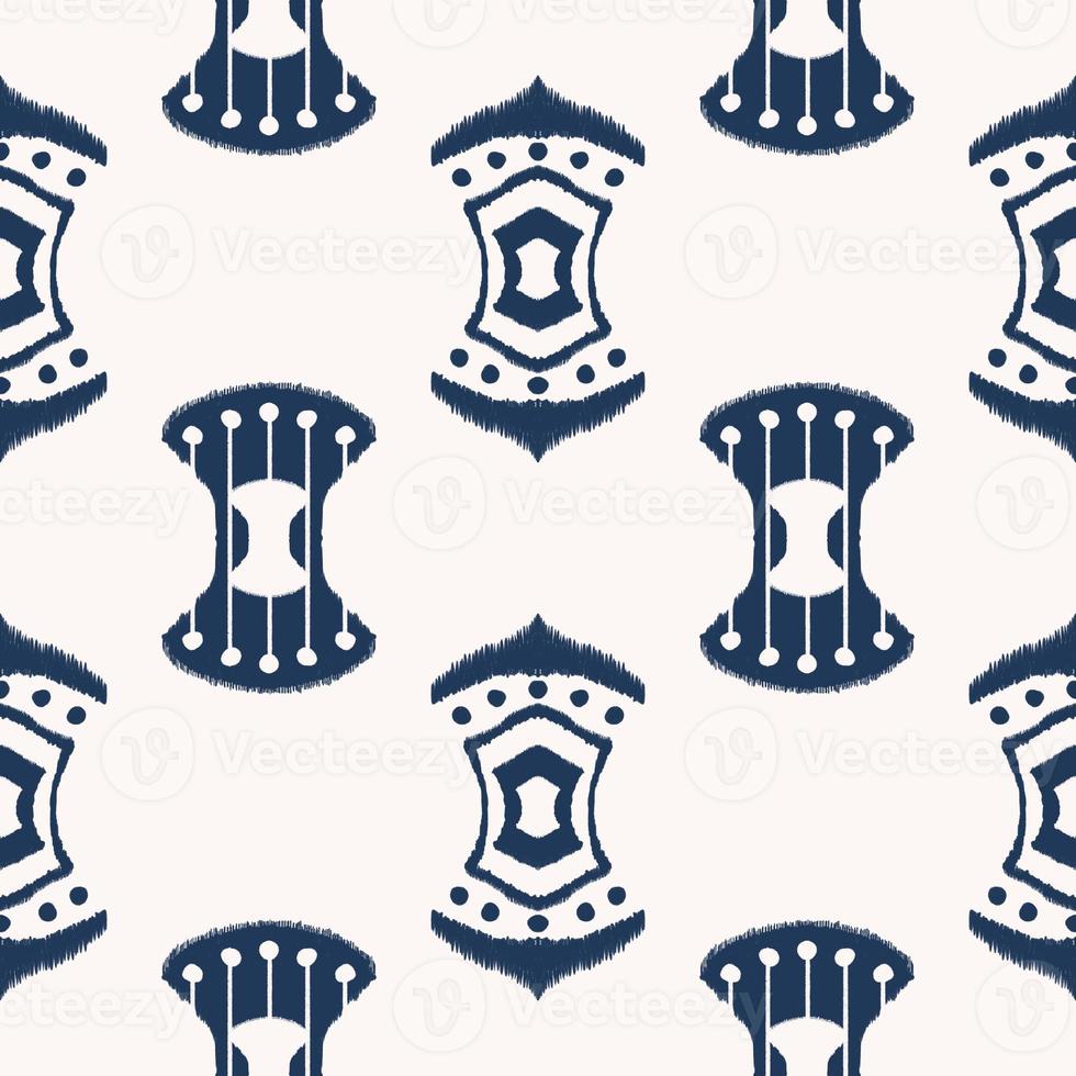 Blue color ethnic tribal retro shield shape seamless pattern on white background. Use for fabric, textile, interior decoration elements, wrapping. photo