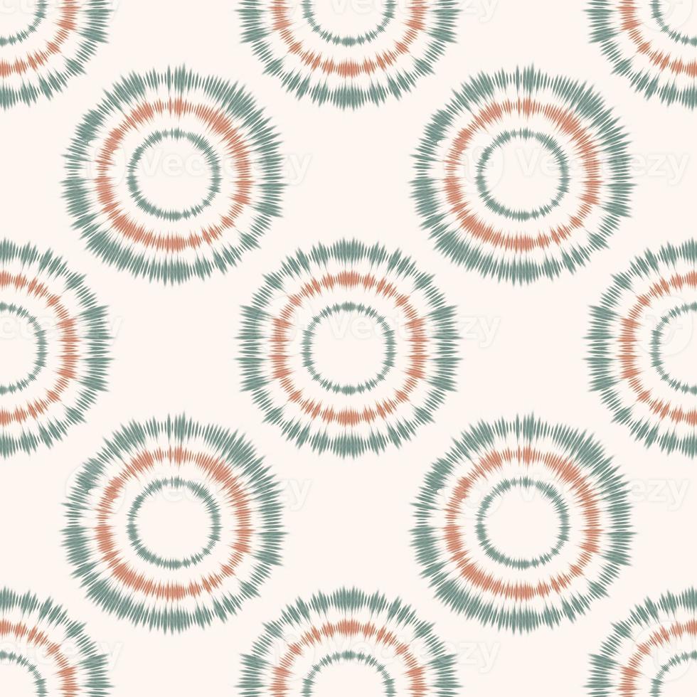 Brown-green color ethnic circle shape tie dye stripe seamless pattern on white cream background. Use for fabric, interior decoration elements, upholstery, wrapping. photo