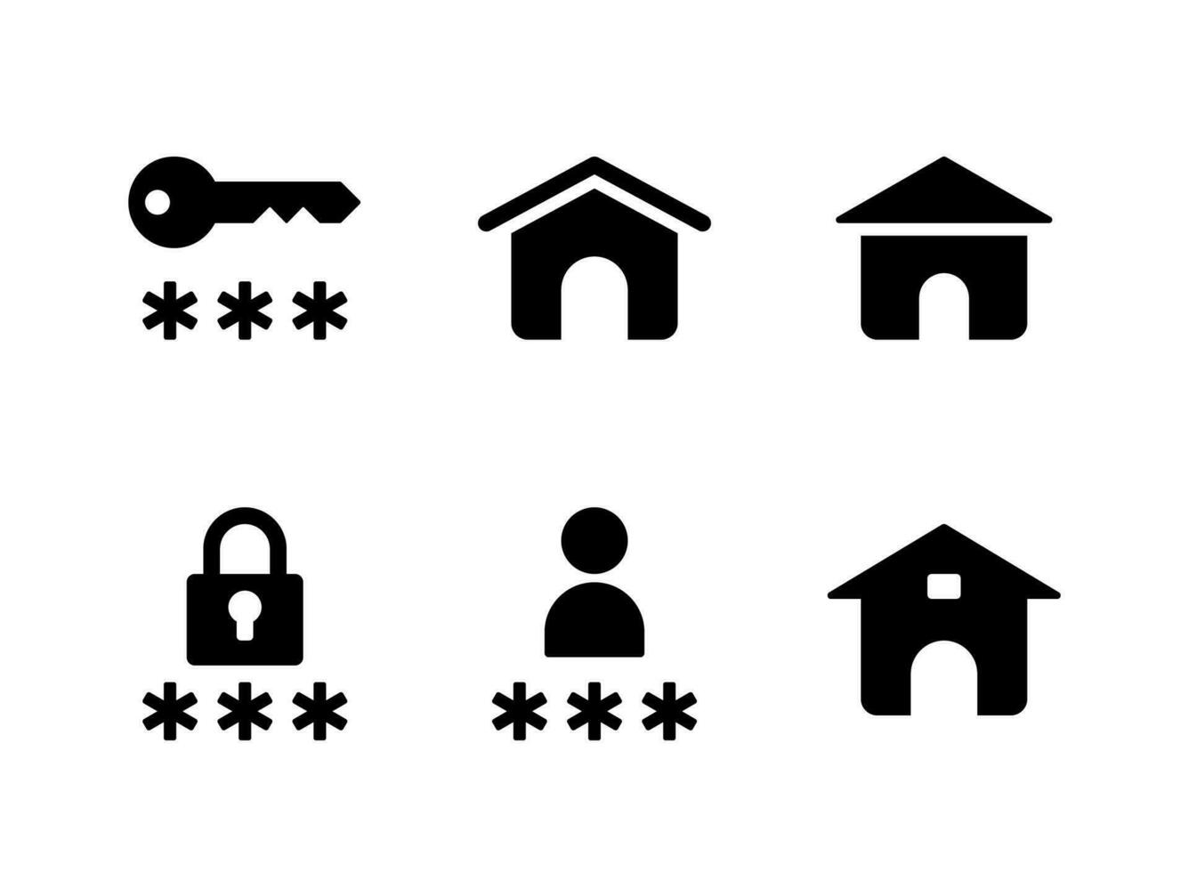 conjunto simple de iconos sólidos vectoriales relacionados con la interfaz de usuario. contiene iconos como contraseña, inicio y más. vector