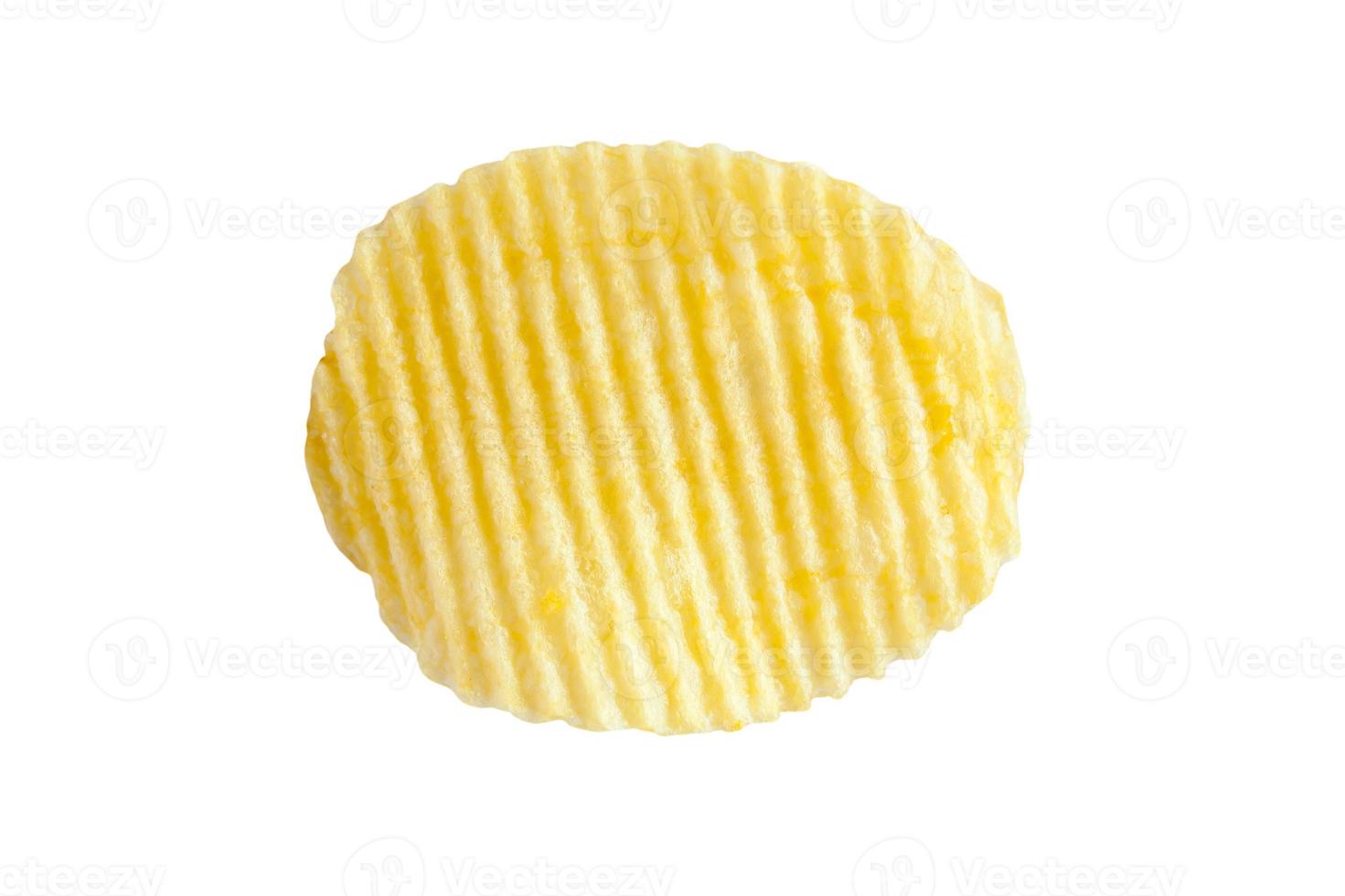 potato chip on white background close-up photo