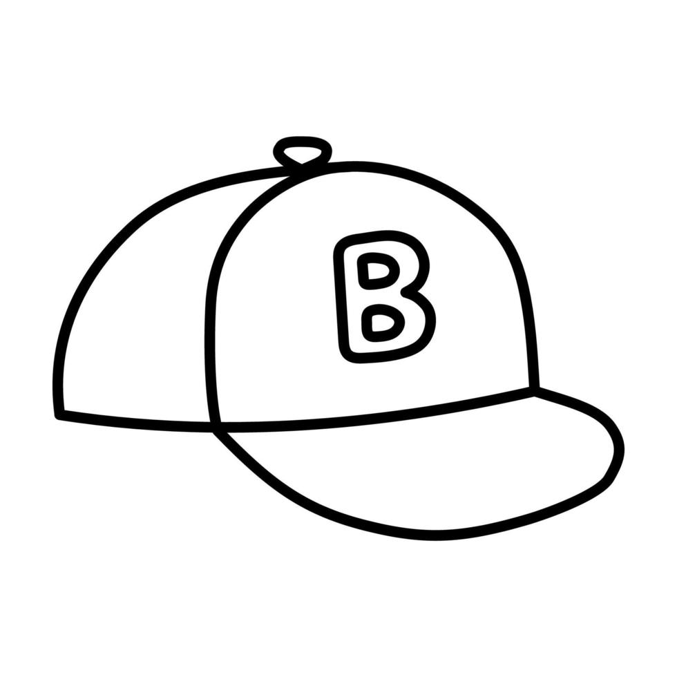 Cap. Hand Drawn Doodle Kid Stuff Icon. vector