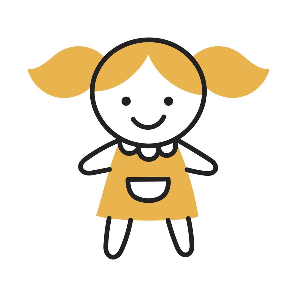 Doll. Hand Drawn Doodle Kid Stuff Icon. vector