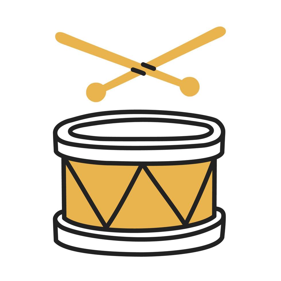 Drum. Hand Drawn Doodle Kid Stuff Icon. vector