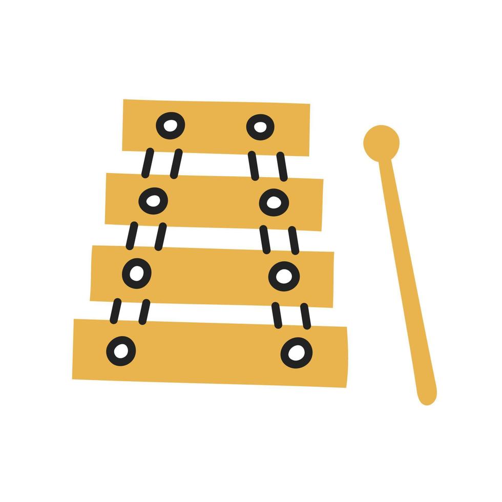 Xylophone. Hand Drawn Doodle Kid Stuff Icon. vector