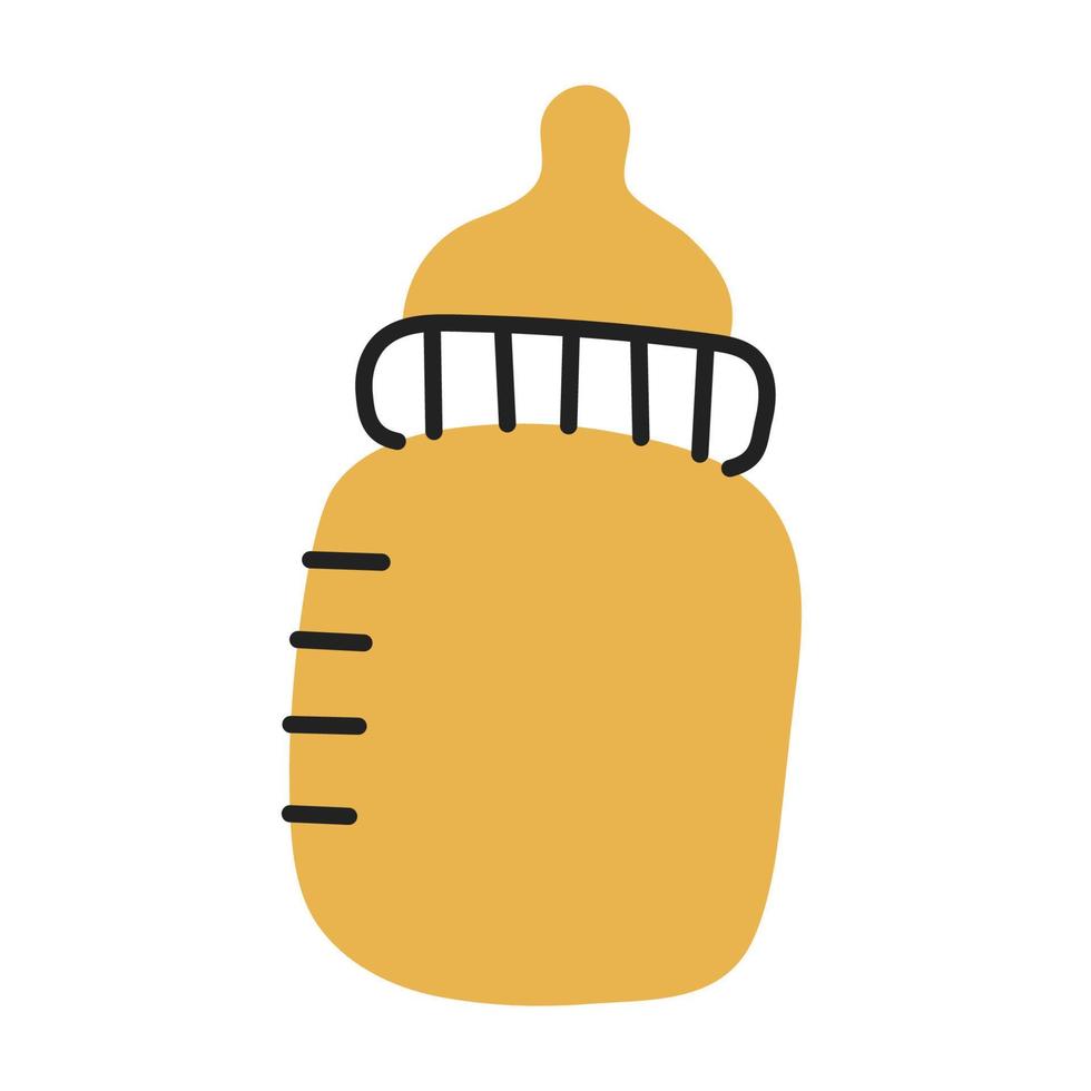 Baby bottle. Hand Drawn Doodle Kid Stuff Icon. vector