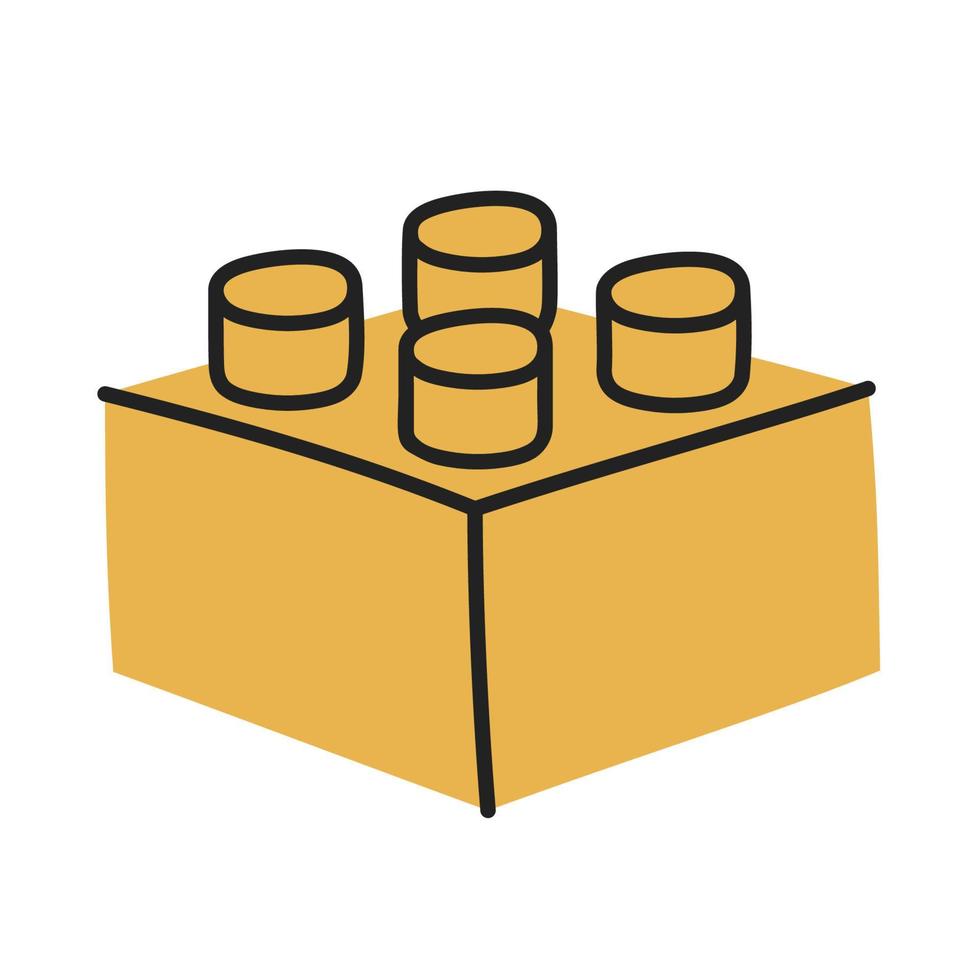 Brick Block. Hand Drawn Doodle Kid Stuff Icon. vector