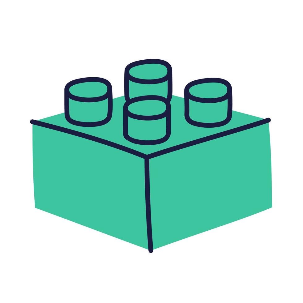 Brick Block. Hand Drawn Doodle Kid Stuff Icon. vector