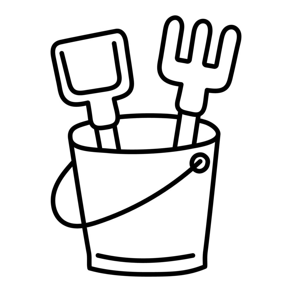 Sand Bucket. Hand Drawn Doodle Kid Stuff Icon. vector