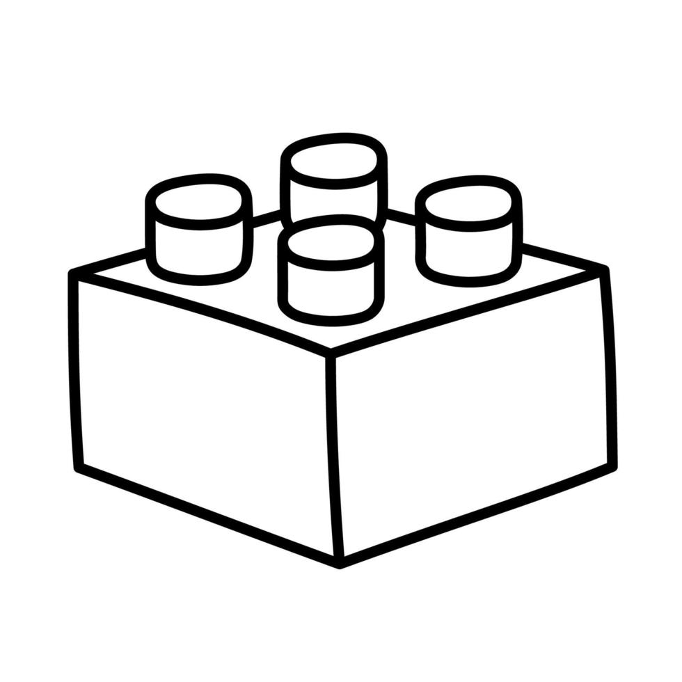 Brick Block. Hand Drawn Doodle Kid Stuff Icon. vector