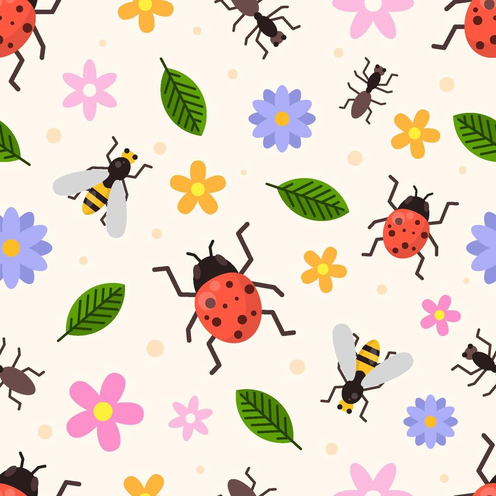 Seamless Pattern Bugs and Insects Background vector