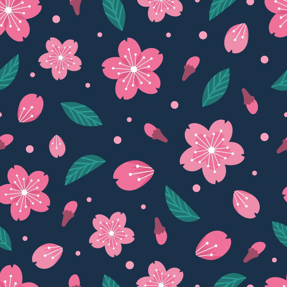 Cute Cherry Blossom Seamless Pattern Background vector