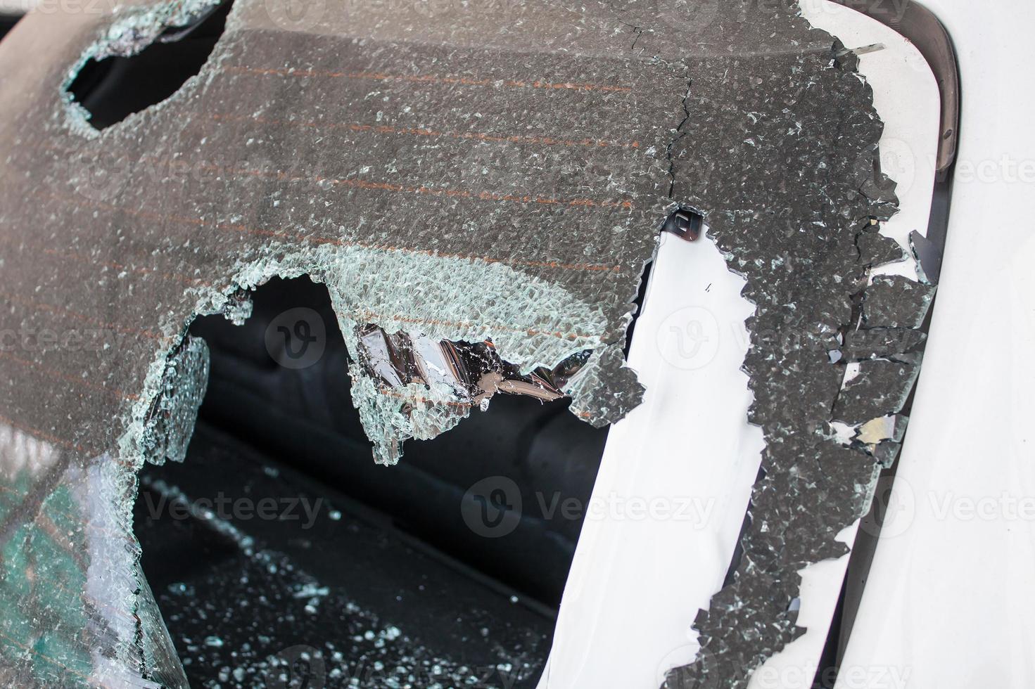 Broken car glass photo