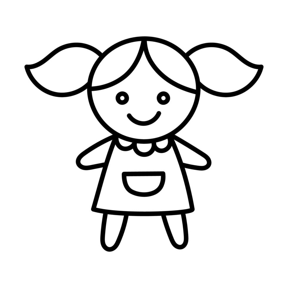 muñeca. icono de cosas de niños de fideos dibujados a mano. vector