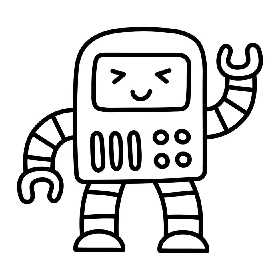 robot. icono de cosas de niños de fideos dibujados a mano. vector