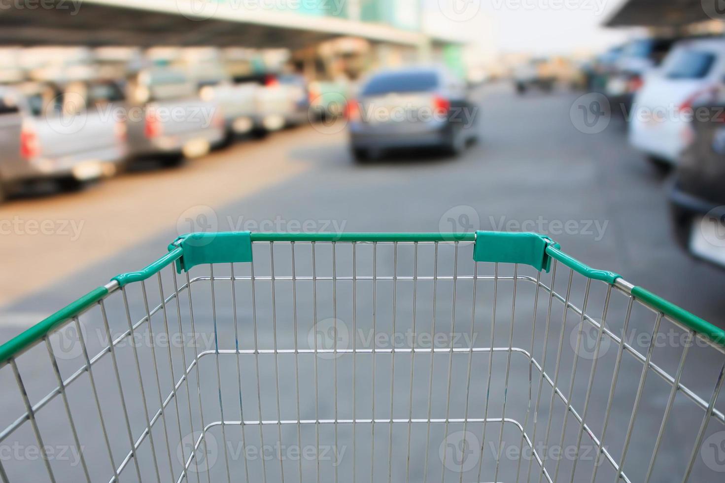 shopping cart in the supermarket car parking photo