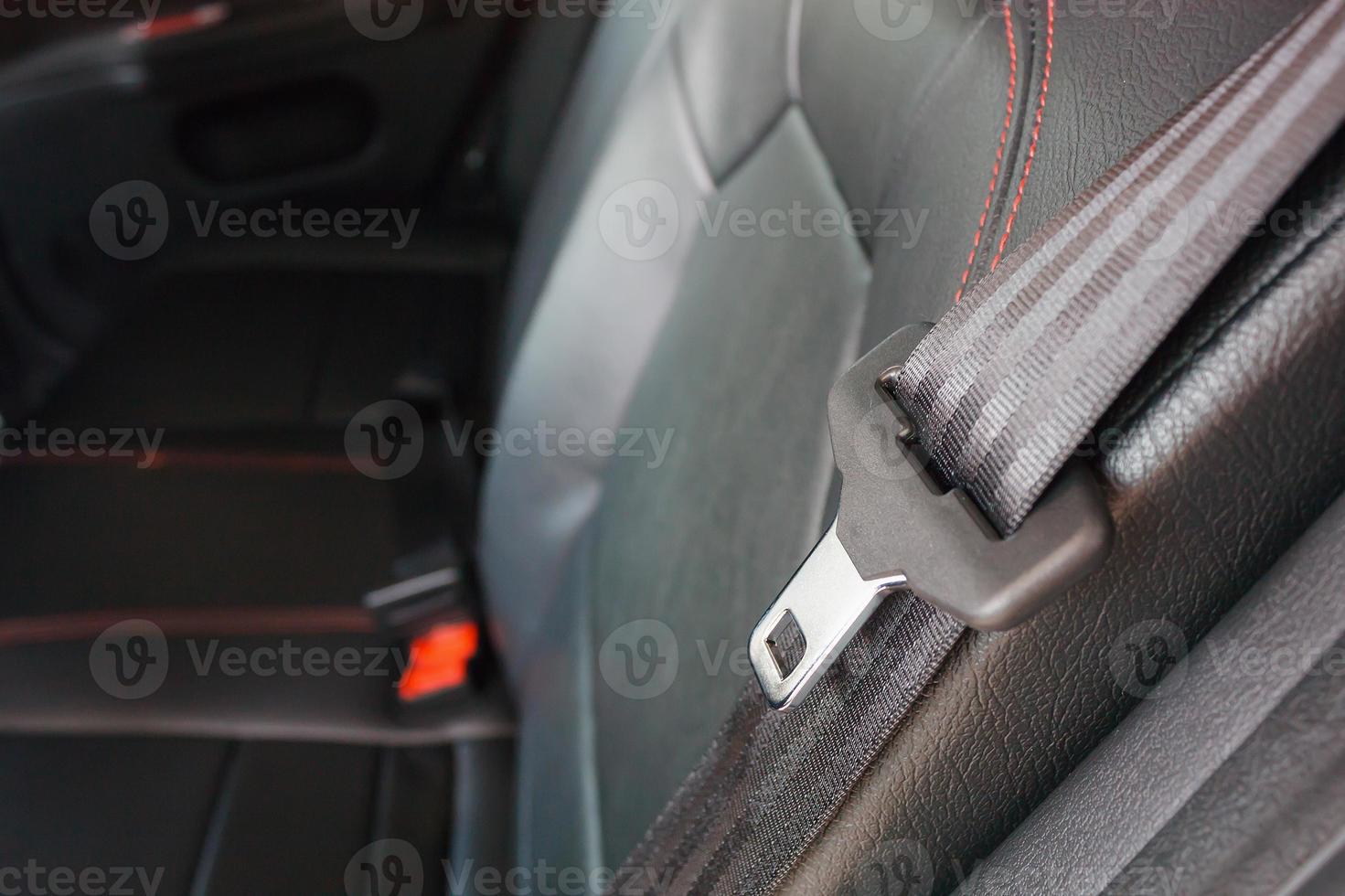 close up seat belt in modern car photo