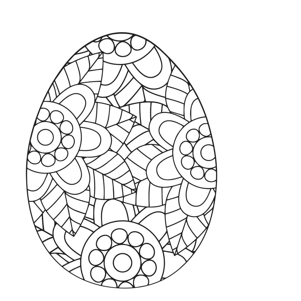 Easter egg coloring page easter bunny coloring page vector