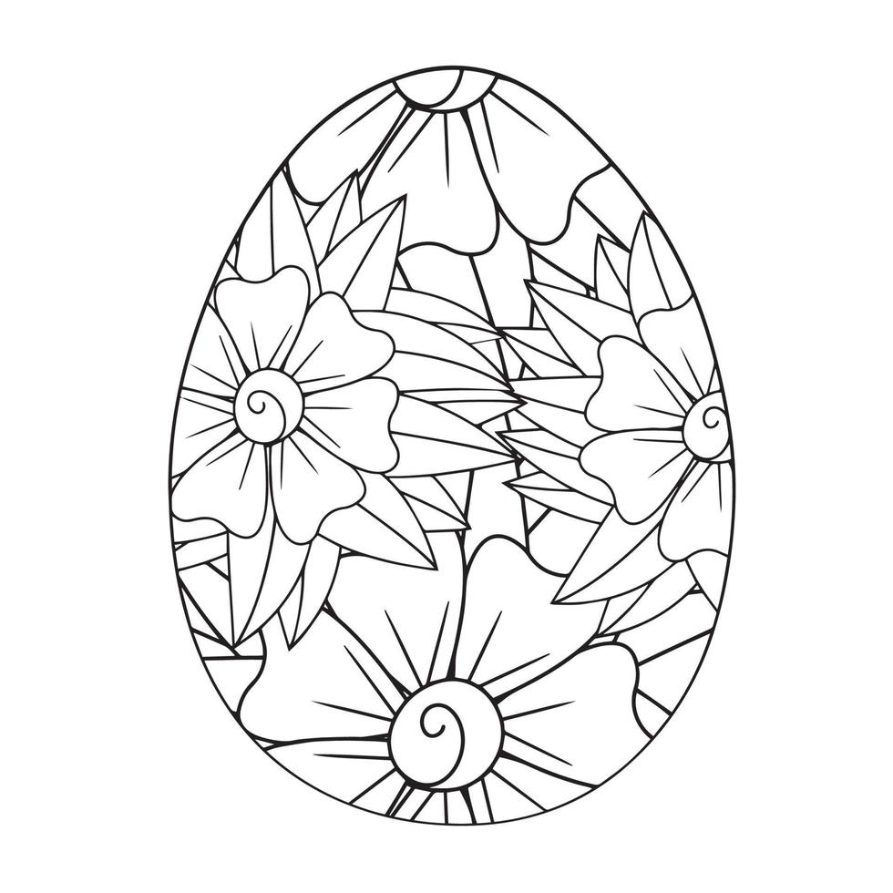 Easter egg coloring page easter bunny coloring page vector