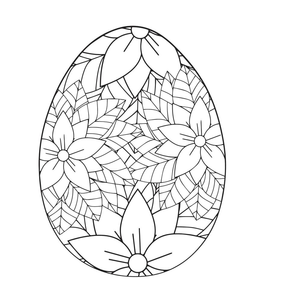 Easter egg coloring page easter bunny coloring page vector