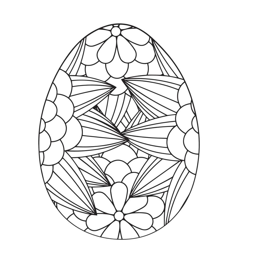 Easter egg coloring page easter bunny coloring page vector