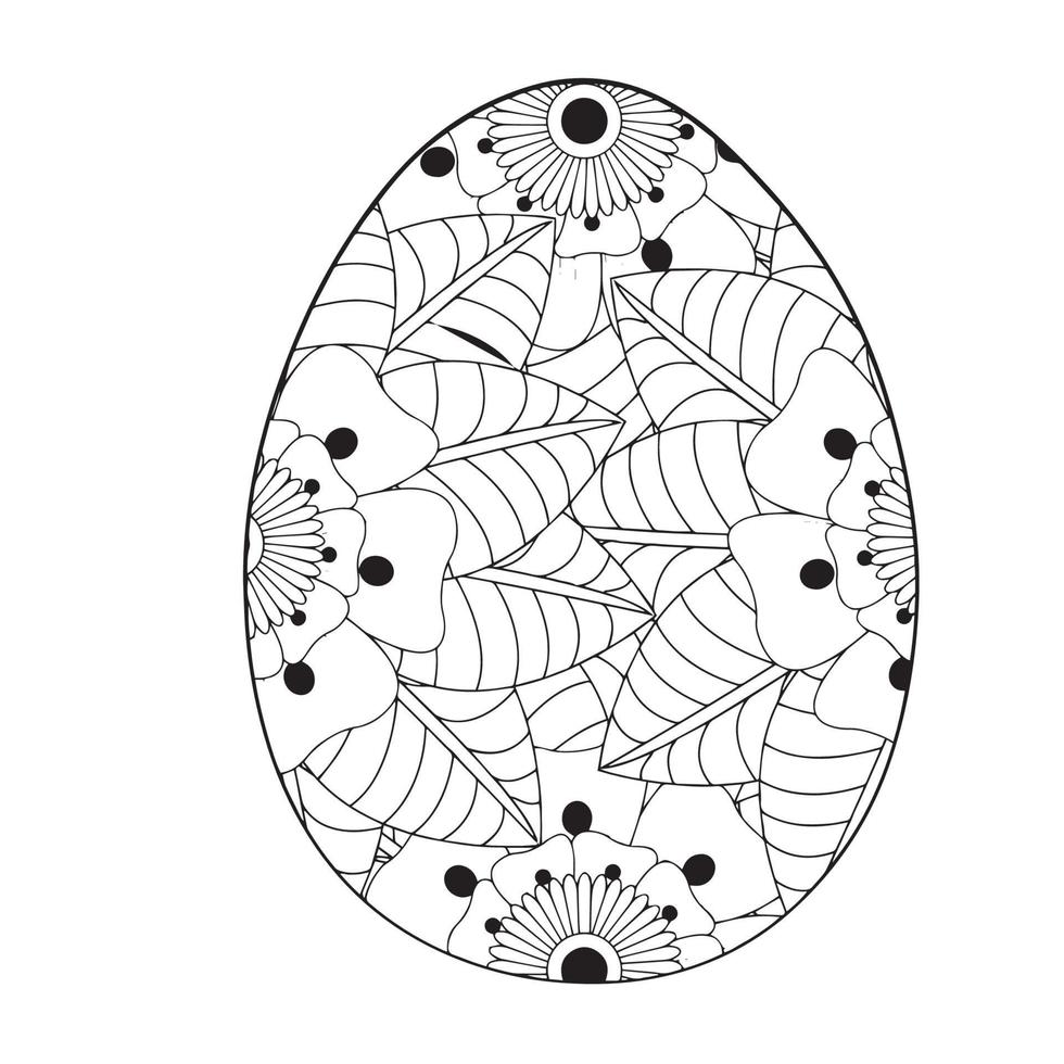 Easter egg coloring page easter bunny coloring page vector