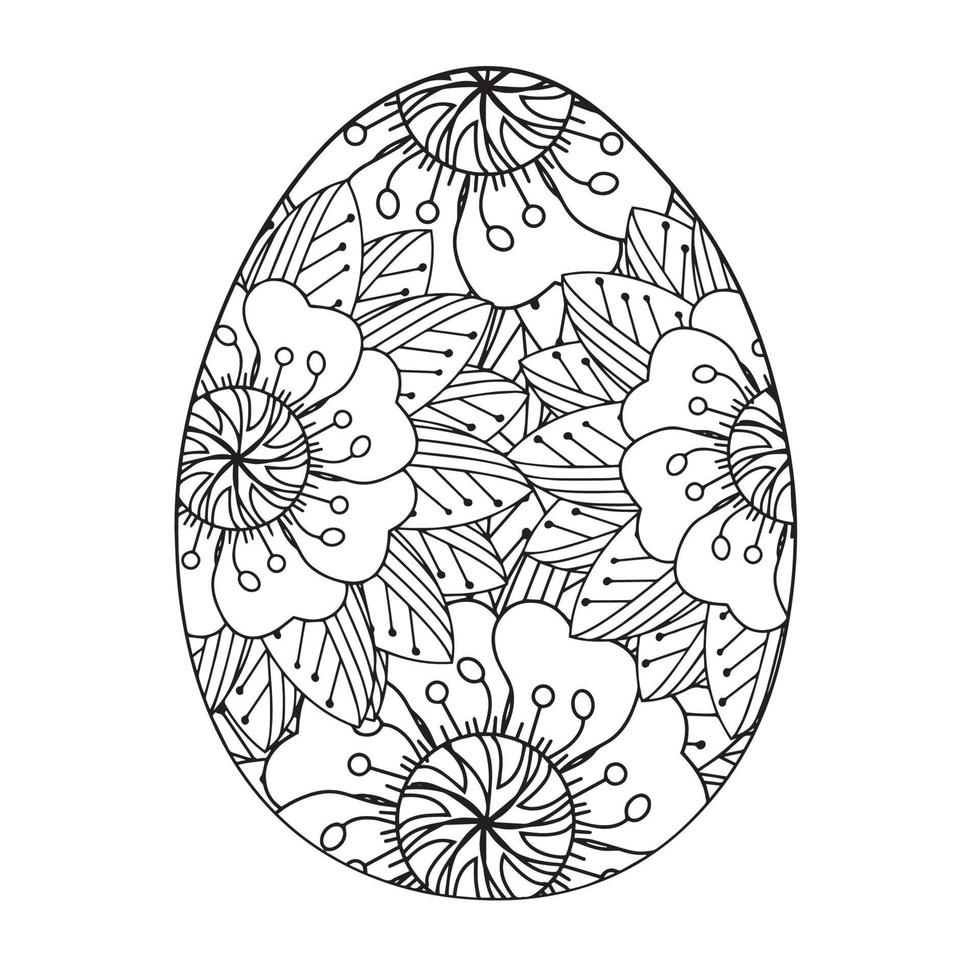 Easter egg coloring page easter bunny coloring page vector