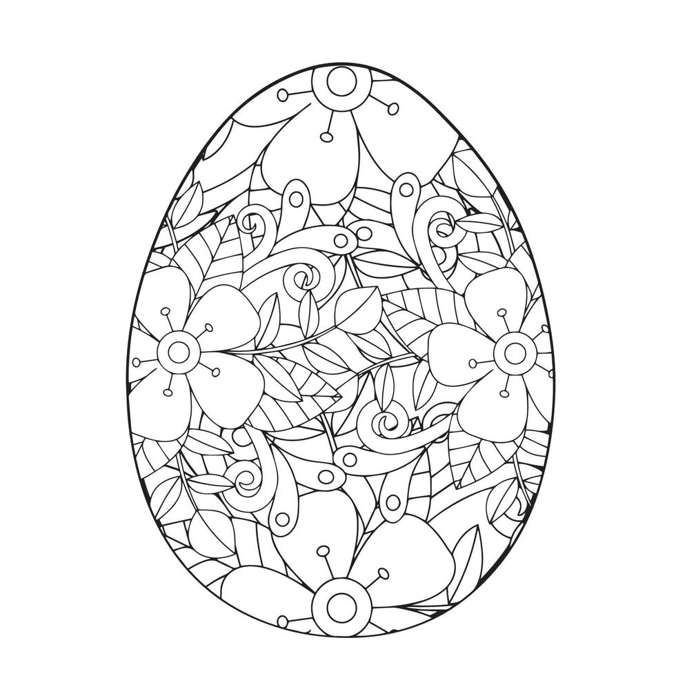 Easter egg coloring page easter bunny coloring page vector