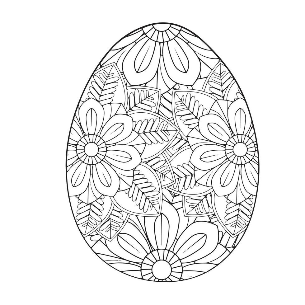 Easter egg coloring page easter bunny coloring page vector