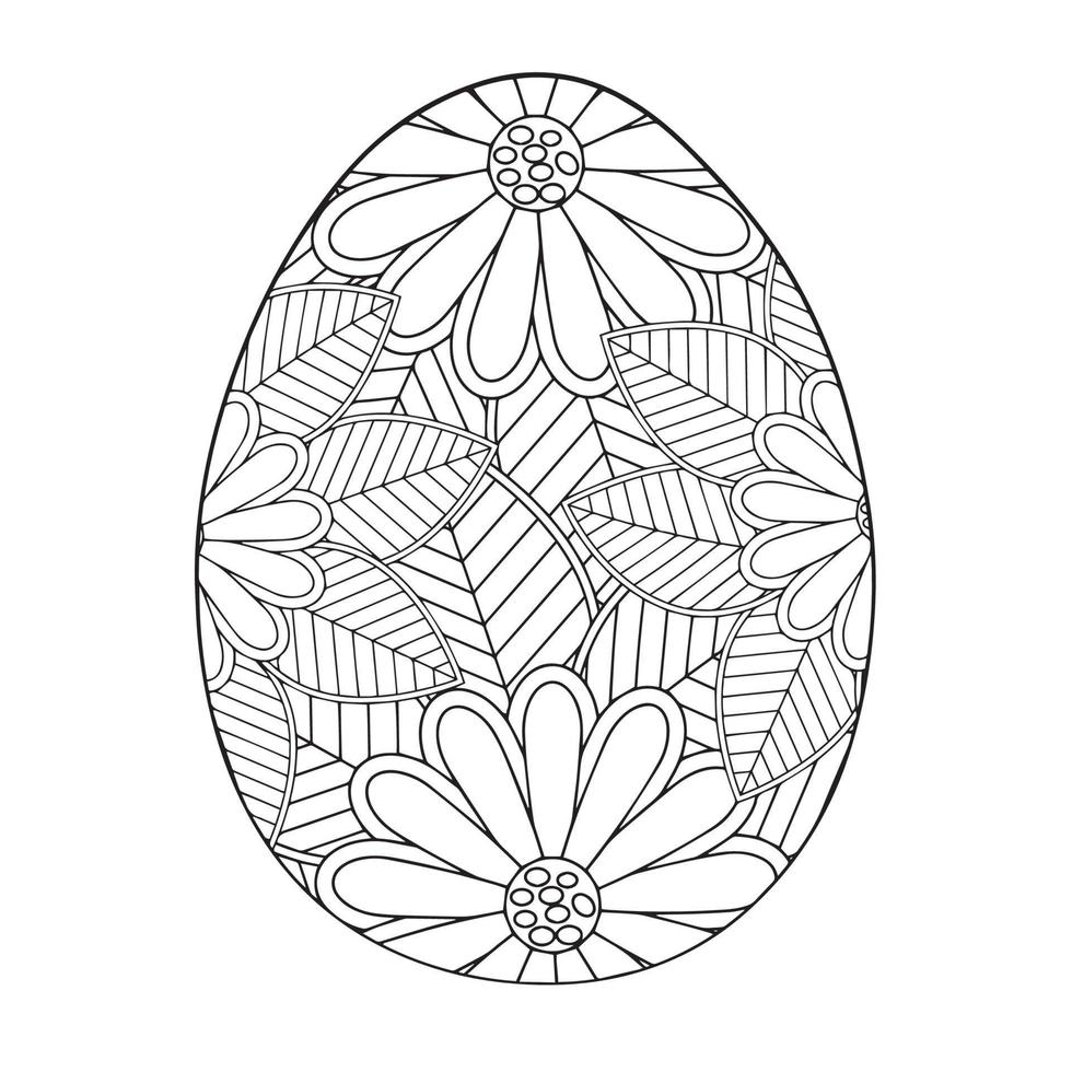 Easter egg coloring page easter bunny coloring page vector