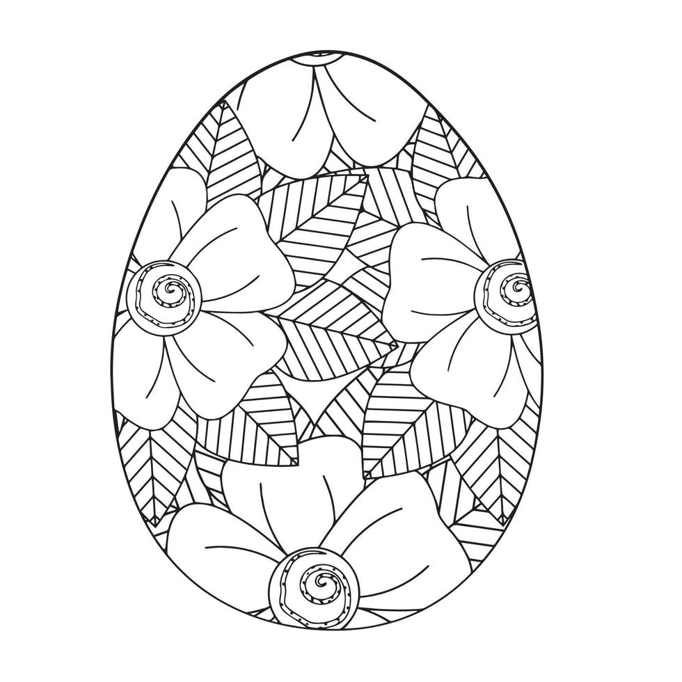 Easter egg coloring page easter bunny coloring page vector