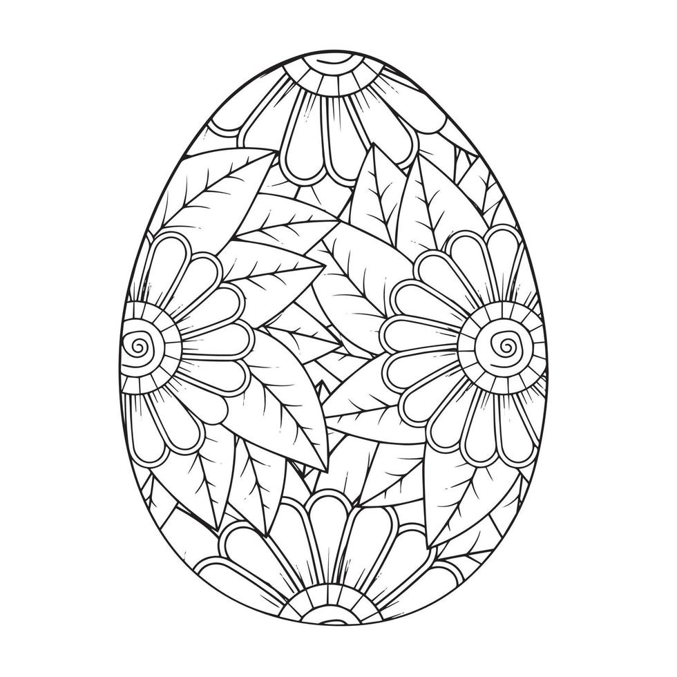 Easter egg coloring page easter bunny coloring page vector