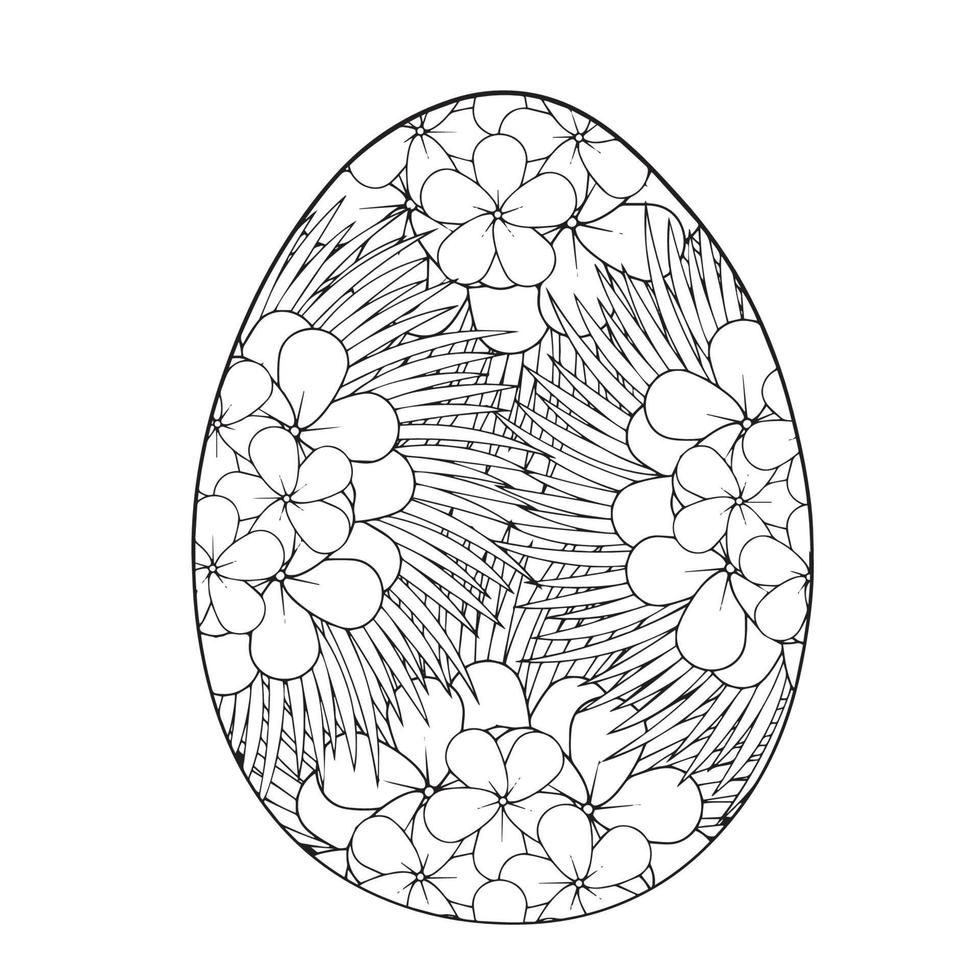 Easter egg coloring page easter bunny coloring page vector