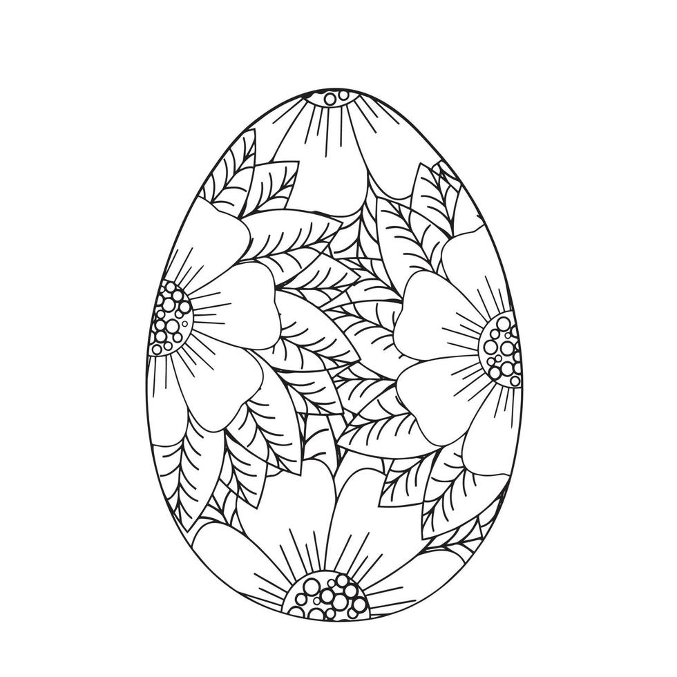 Easter egg coloring page easter bunny coloring page vector