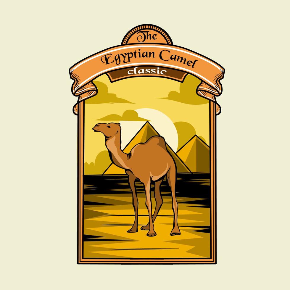 illustration vector graphic of camel in vintage style design suitable for background,print.etc