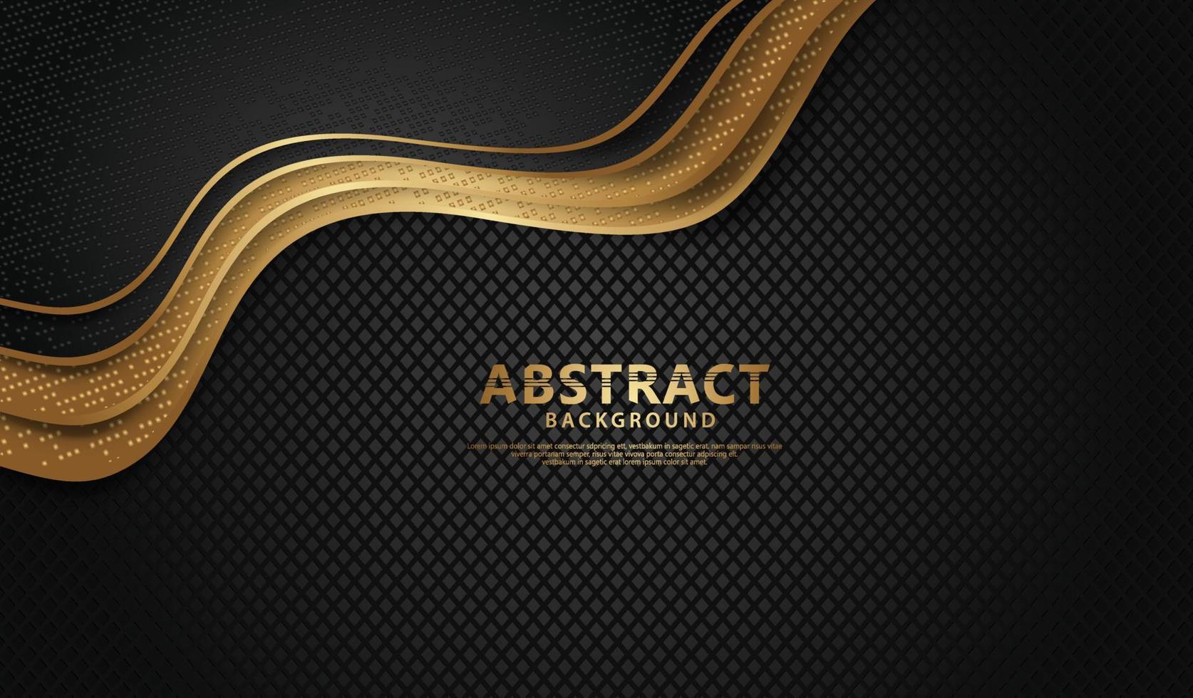 Luxury and elegant wave abstract overlap layer on black pattern background vector