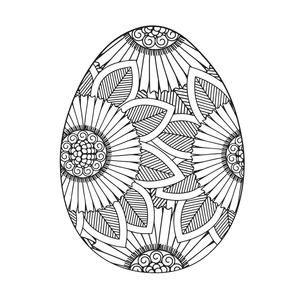 Easter egg coloring page easter bunny coloring page vector