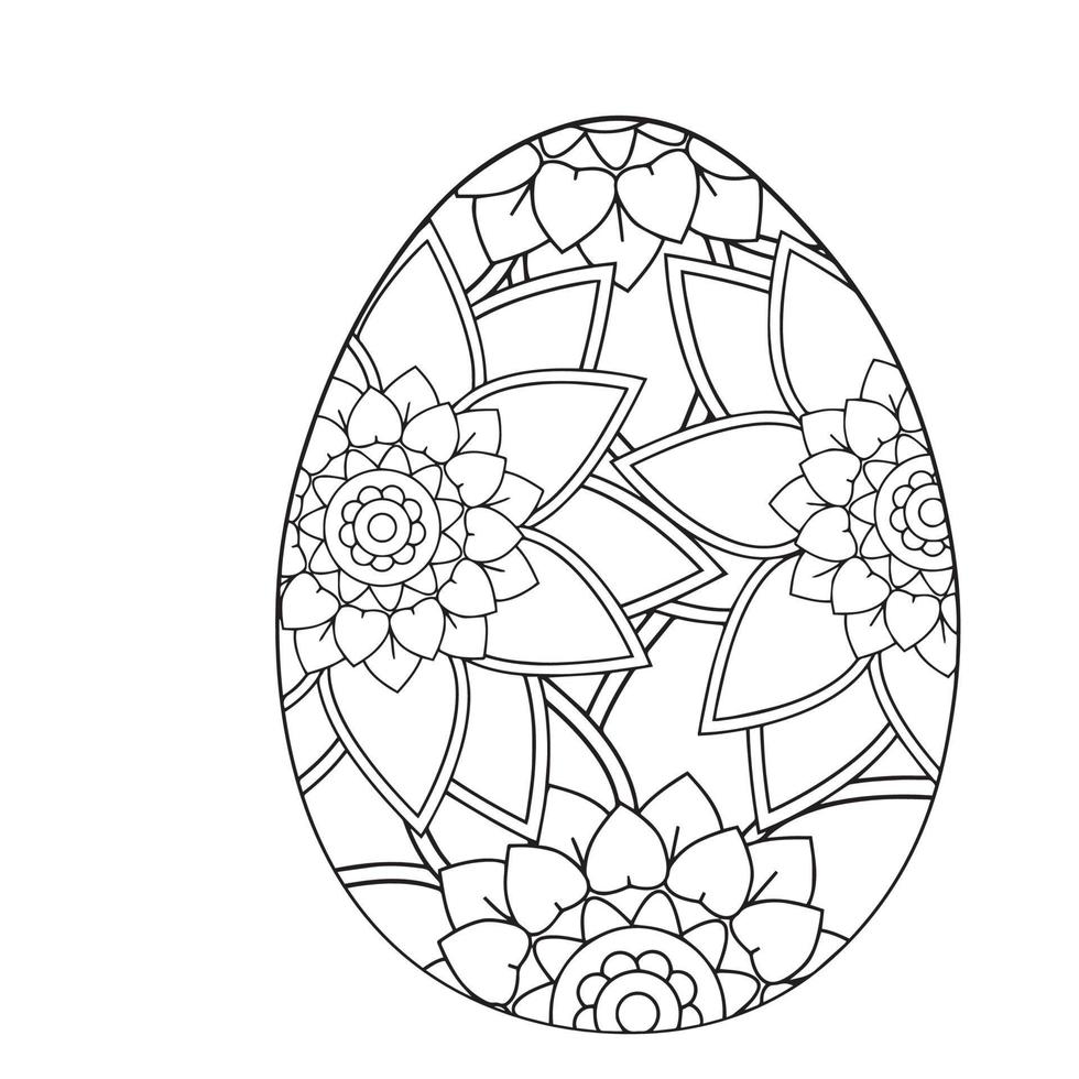 Easter egg coloring page easter bunny coloring page vector