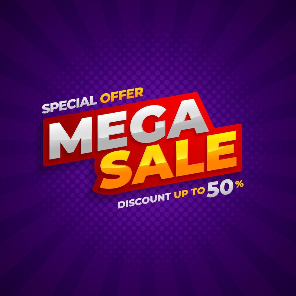 Mega sale banner vector, background design of special offer sale promotion for advertising vector