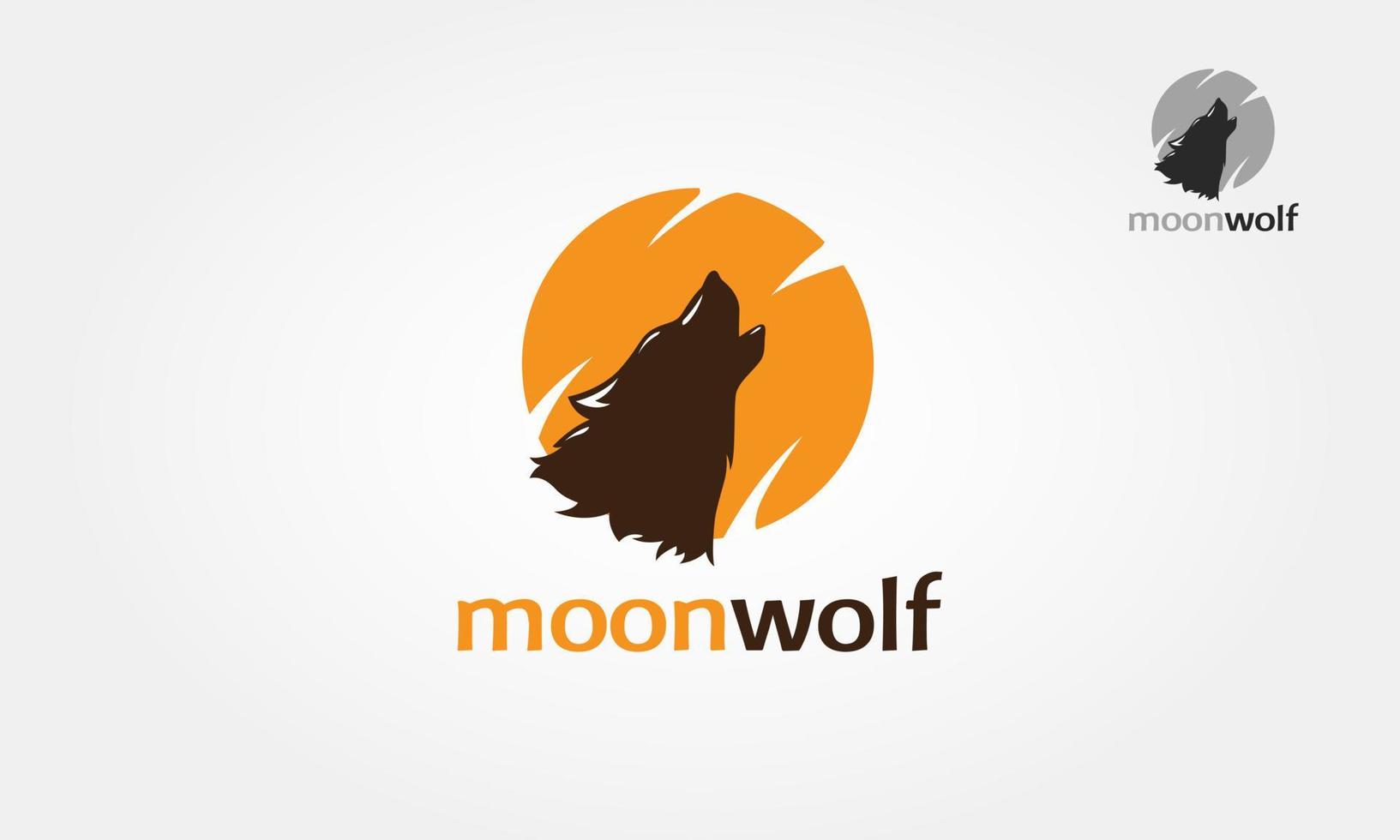 Moon Wolf Vector Logo Illustration. Silhouette Head Howling wolf logo vector