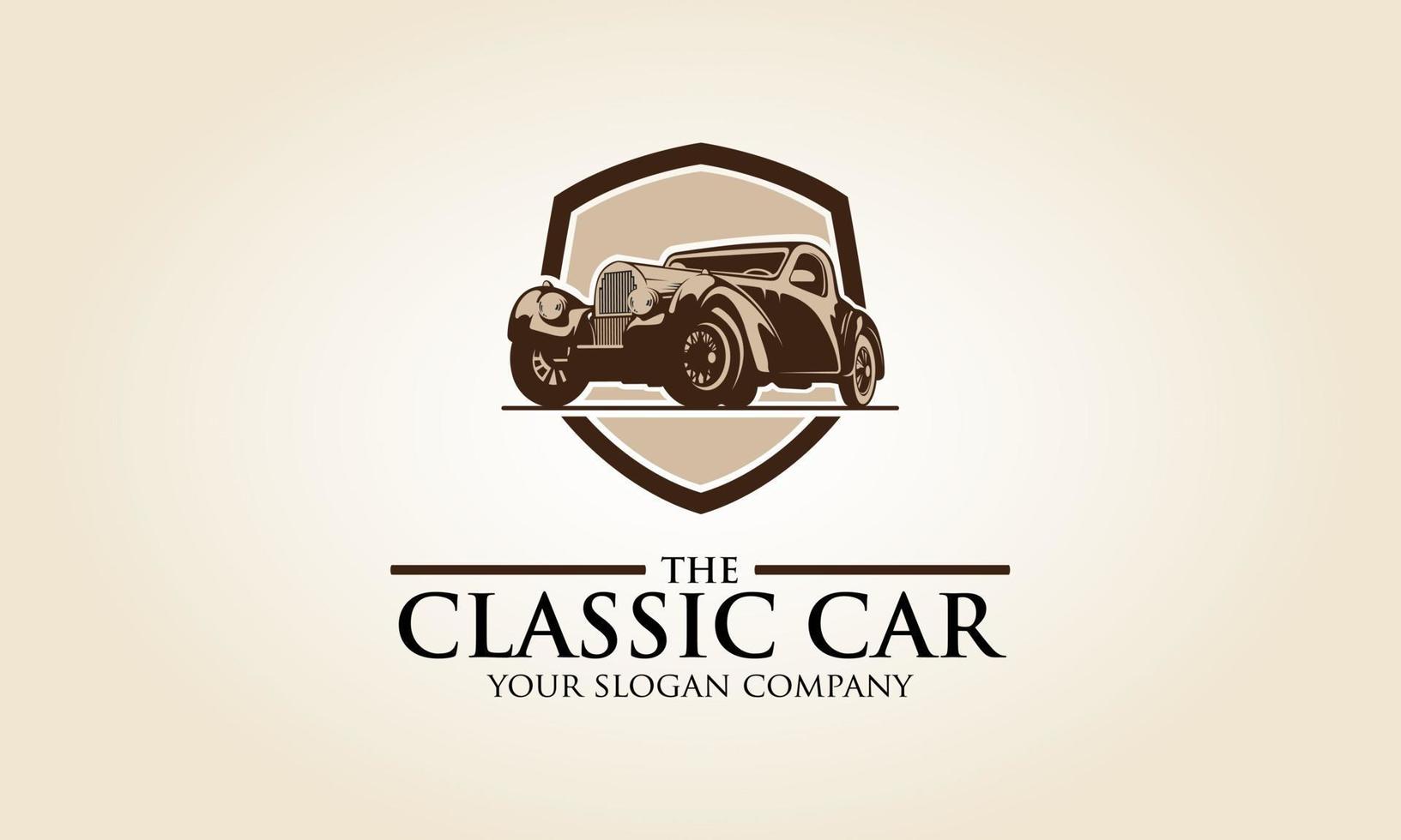 The Classic Car Vector Logo Illustration. Logo template with the image of the classic car for your company.