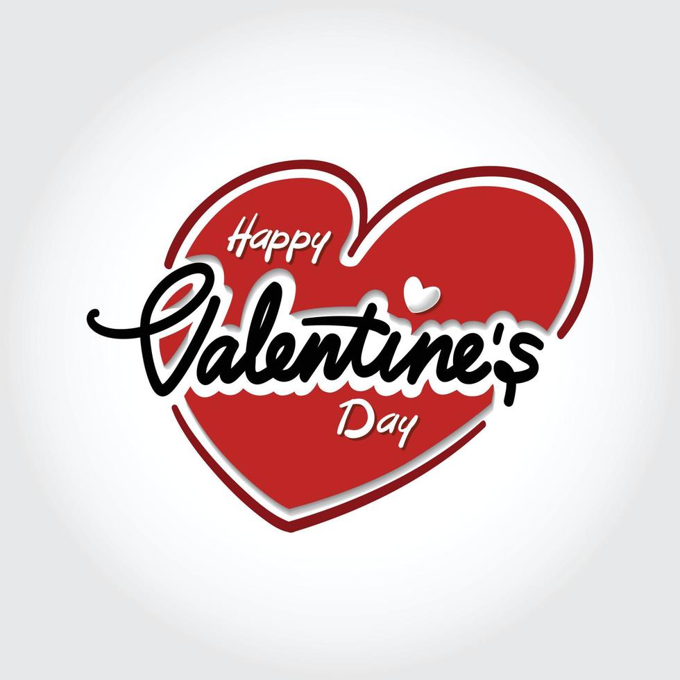 Happy Valentine Day Hand Lettering Style Vector Illustration.
