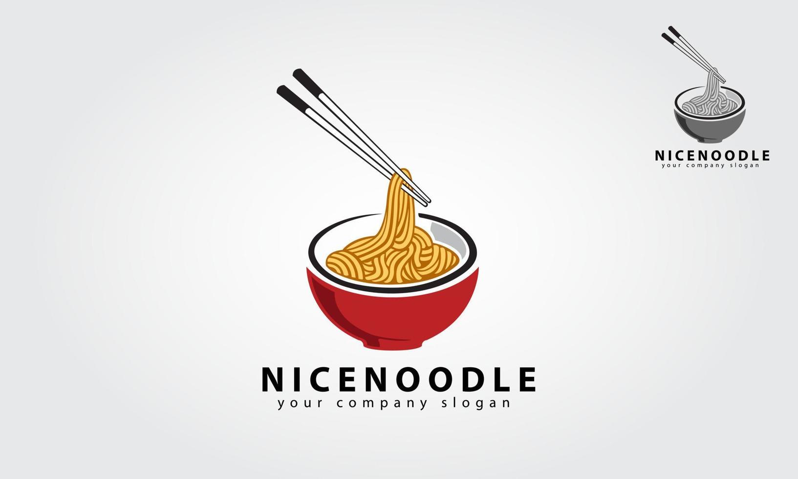 Nice Noodle Vector Logo Template.  Noodle restaurant and food logo template. Vector logo illustration.