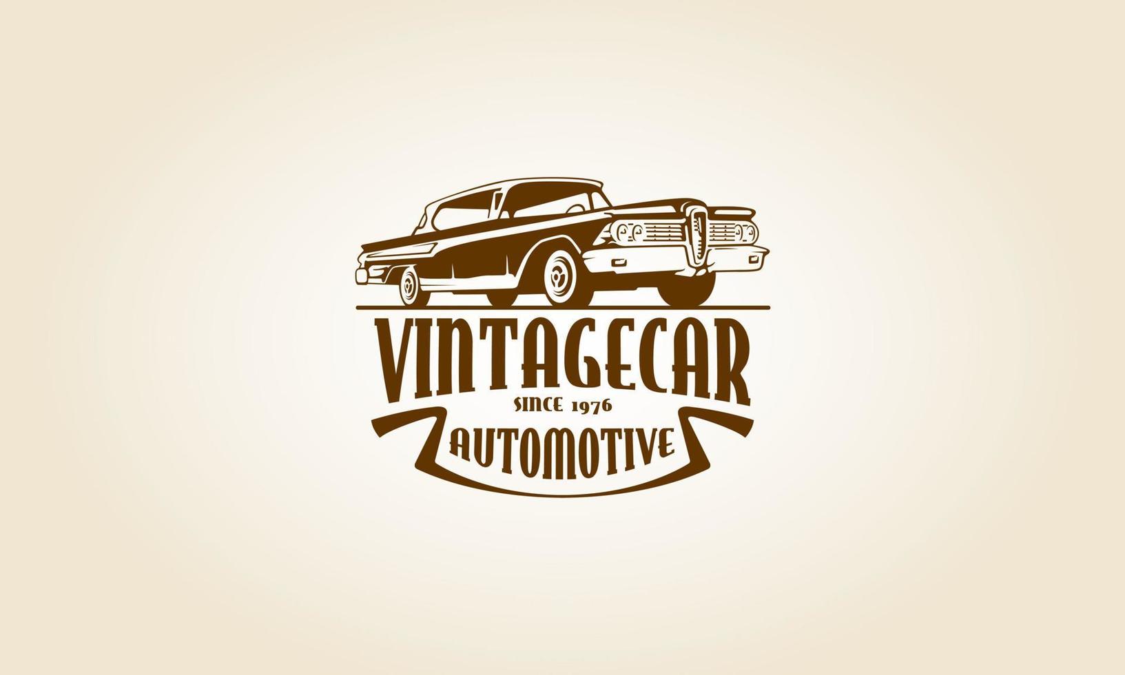 plantilla de logotipo vectorial de coche antiguo con la imagen del coche clásico retro para su empresa. vector