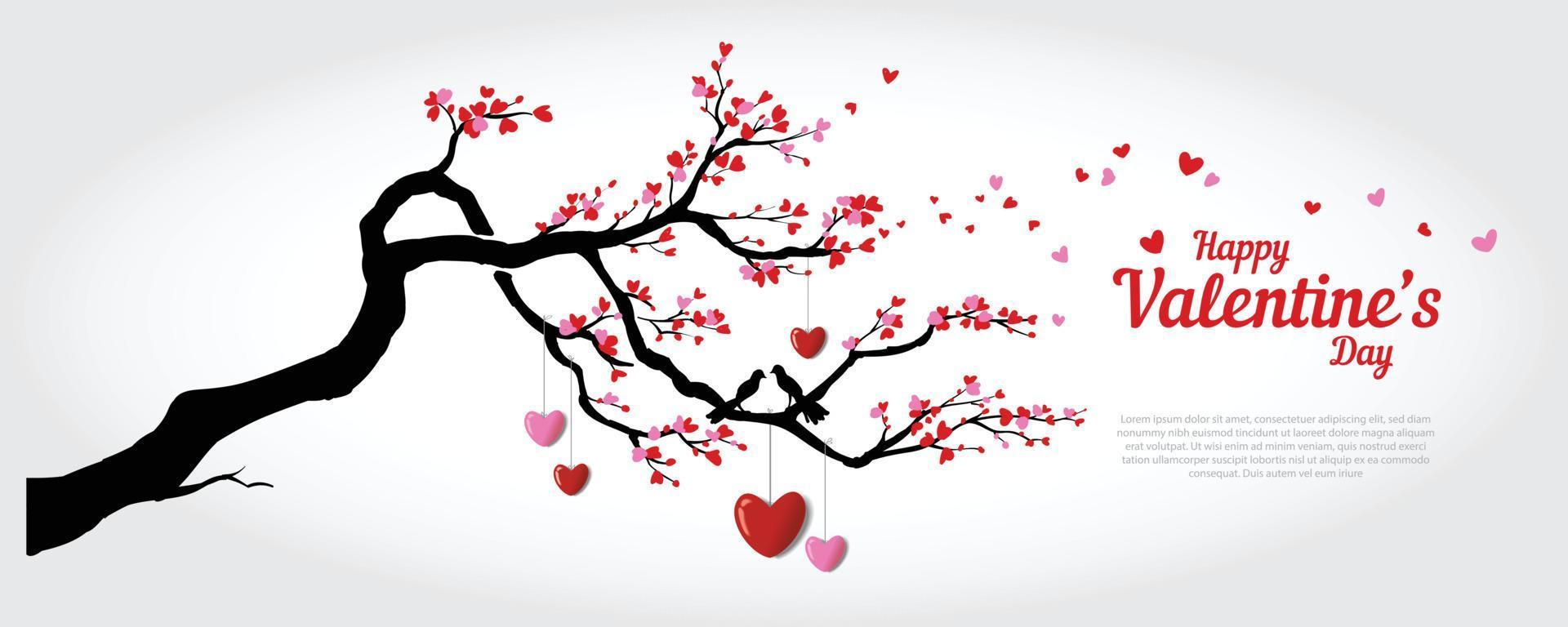 plantilla de vector de árbol de amor. este vector representa un árbol de amor para los saludos del día de san valentín.