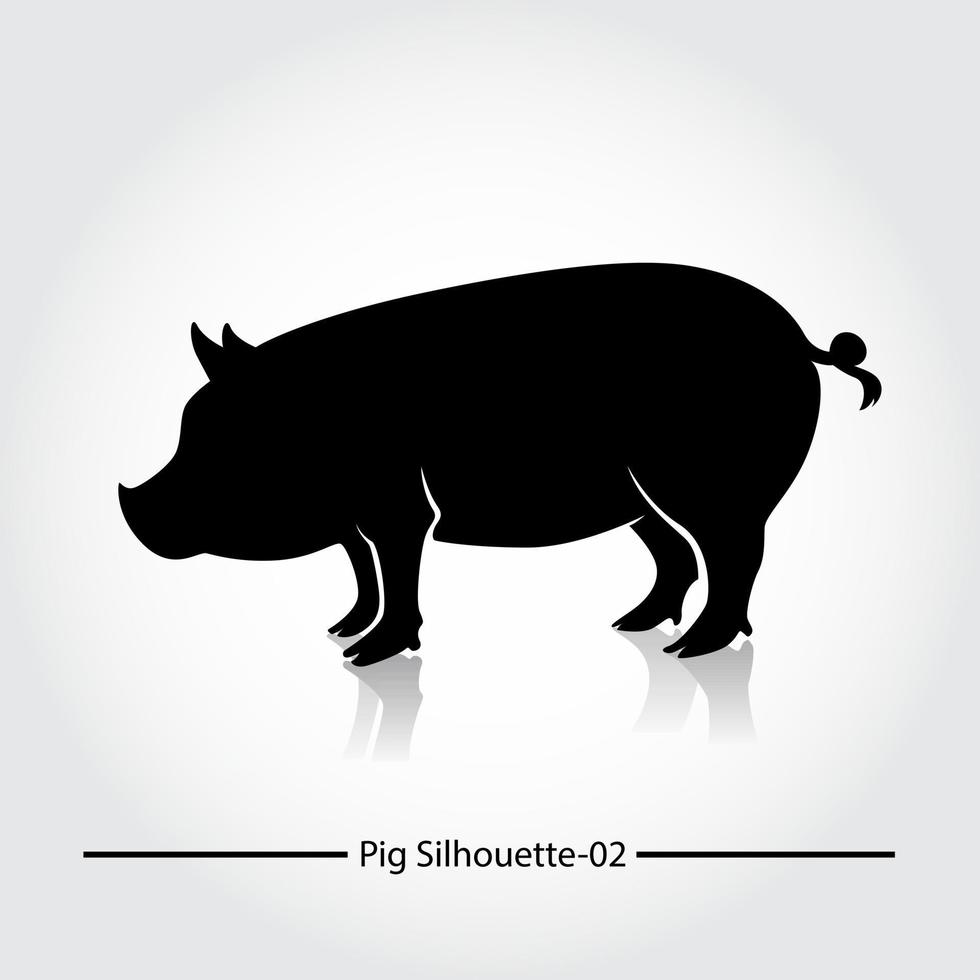 Pig with black shadow and blank. This silhouette suitable for icon, symbol, businesses, product pic, restaurants serving pork dishes, or can also be used for pig farming business. vector