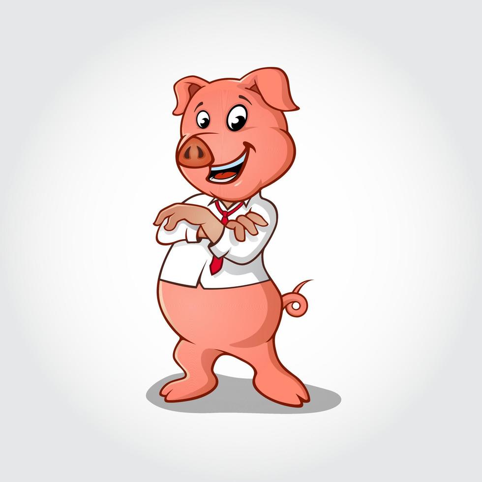 personaje de dibujos animados de cerdo manos plegables vector